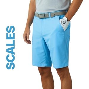 Scales Performance Golf Shorts Men’s Blue Flat Front Zip/Pockets Sz 40